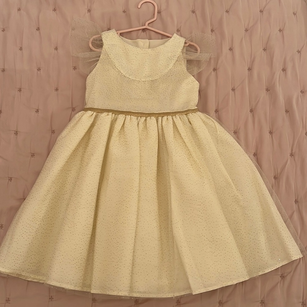 Janie and Jack cream and gold sparkle dress